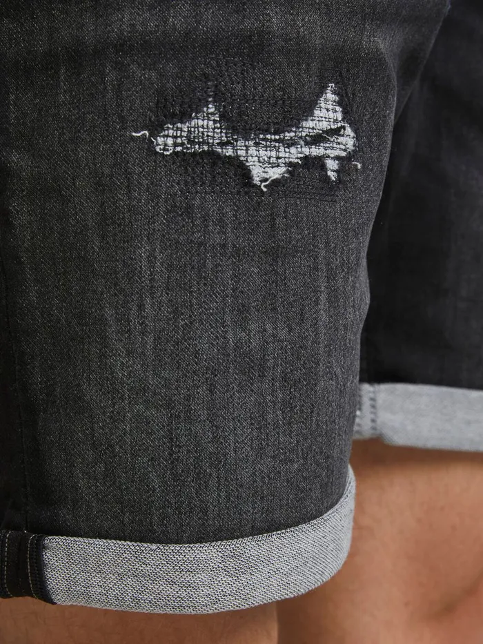 Shorts JACK and JONES Mens RICK ICON GE 437 INDIGO KNIT DENIM SHORTS Black Black Denim Popular
