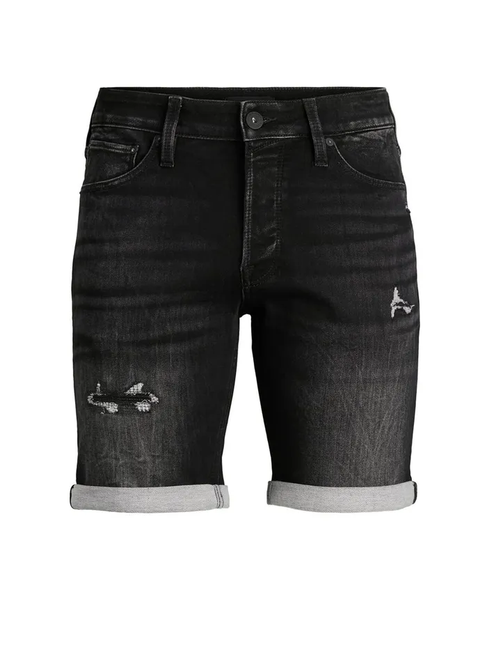 Shorts JACK and JONES Mens RICK ICON GE 437 INDIGO KNIT DENIM SHORTS Black Black Denim Popular