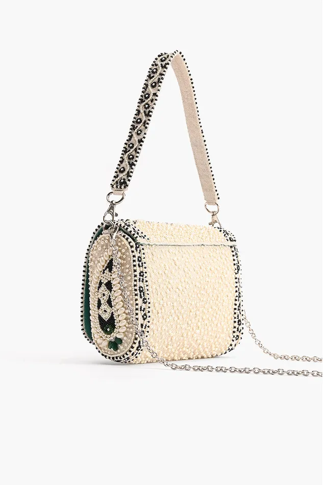 Shoulder Bags America and Beyond Women Emerald Stone Embellished Shoulder Bag