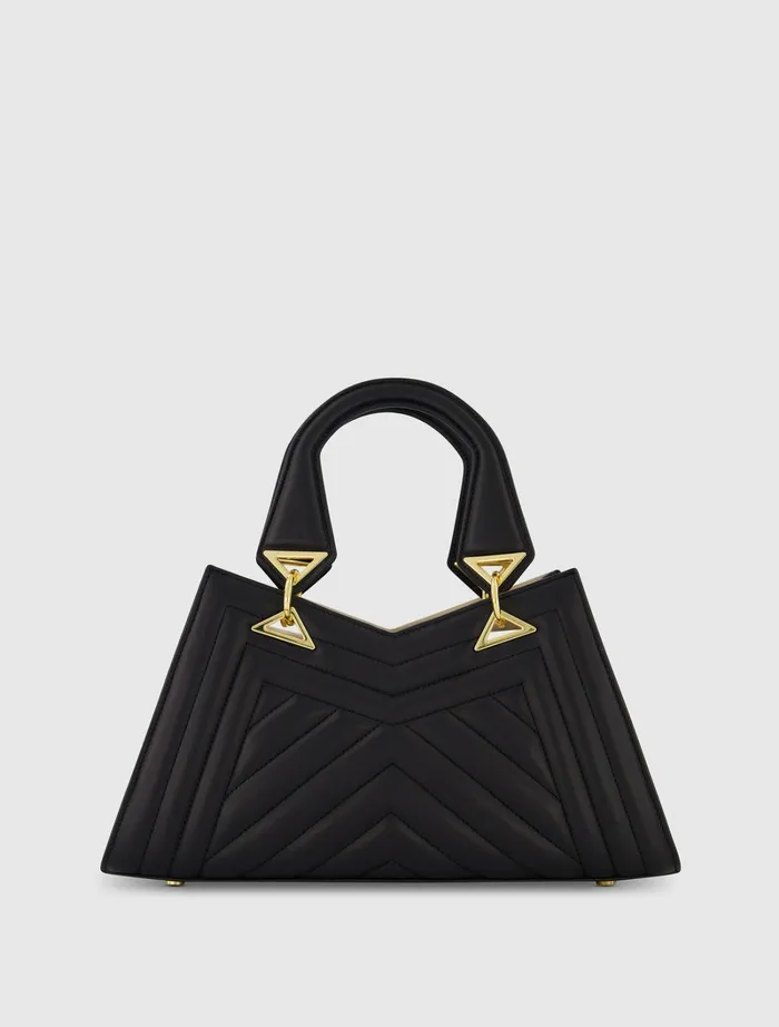 Shoulder Bags Quilted Napa Leather Angular Handbag Black Mac Duggal Women