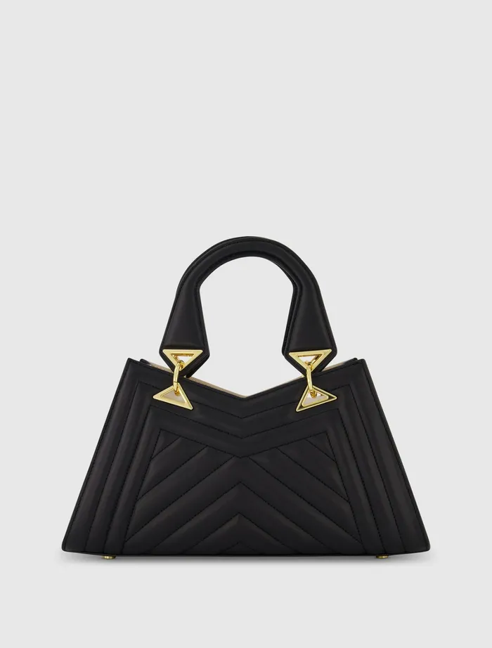 Shoulder Bags Quilted Napa Leather Angular Handbag Black Mac Duggal Women