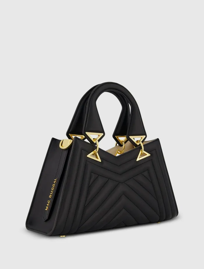 Shoulder Bags Quilted Napa Leather Angular Handbag Black Mac Duggal Women