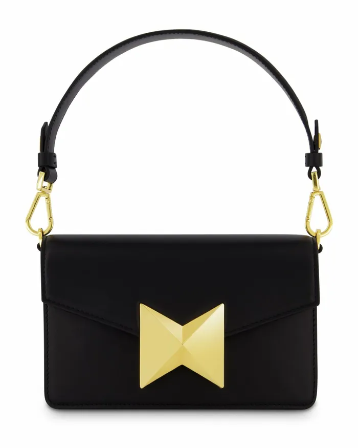 Shoulder Bags Women Mac Duggal Classic Leather Shoulder Bag With Gold Hardware 8211 FINAL SALE Black