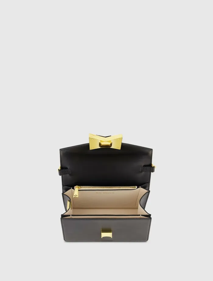 Shoulder Bags Women Mac Duggal Classic Leather Shoulder Bag With Gold Hardware 8211 FINAL SALE Black