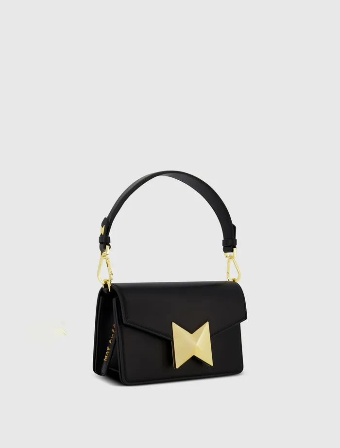 Shoulder Bags Women Mac Duggal Classic Leather Shoulder Bag With Gold Hardware 8211 FINAL SALE Black