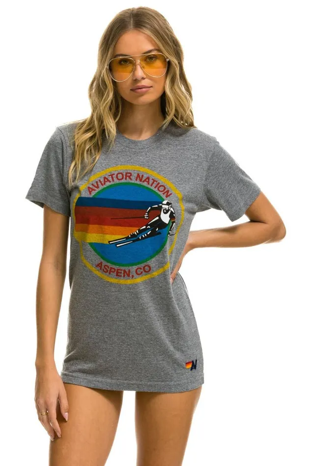 Signature Aspen Tee 8211 Heather Grey WomenMen Aviator Nation Tees