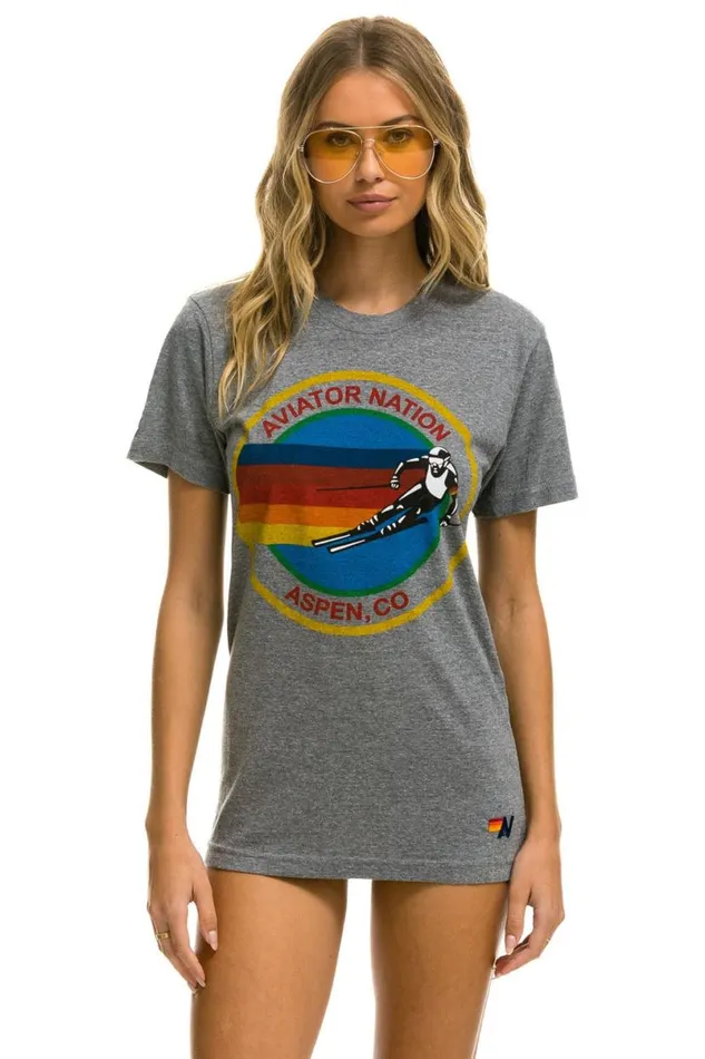 Signature Aspen Tee 8211 Heather Grey WomenMen Aviator Nation Tees