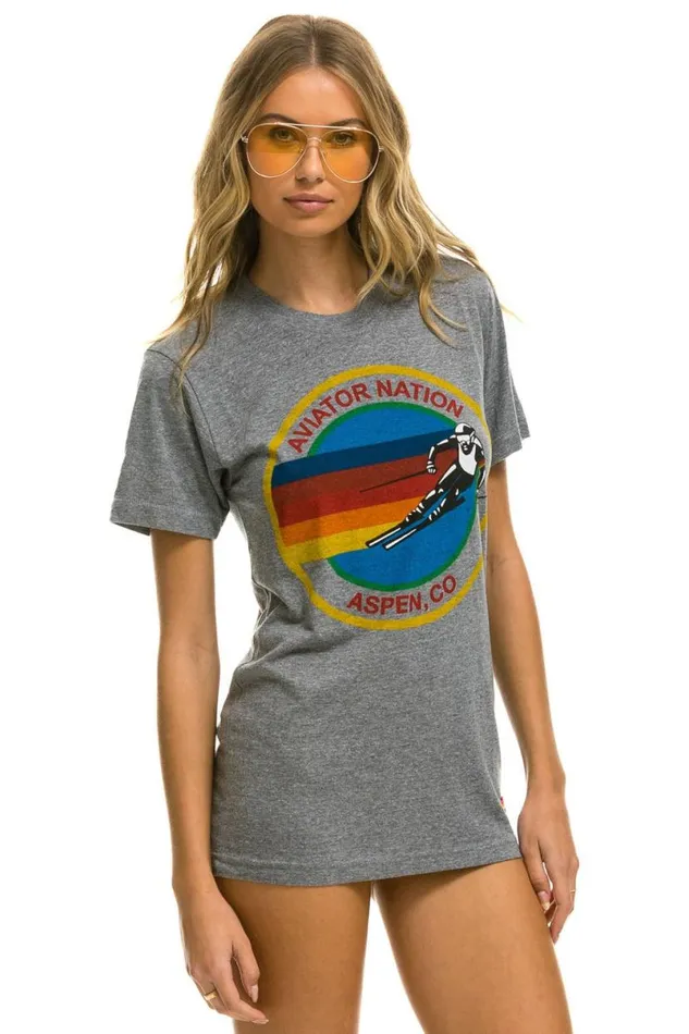 Signature Aspen Tee 8211 Heather Grey WomenMen Aviator Nation Tees