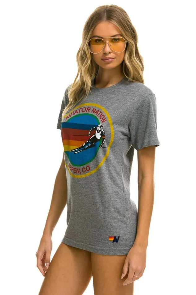 Signature Aspen Tee 8211 Heather Grey WomenMen Aviator Nation Tees