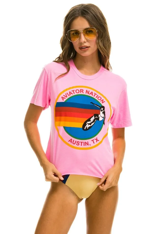 Signature Austin Boyfriend Tee 8211 Neon Pink Women Aviator Nation Tees