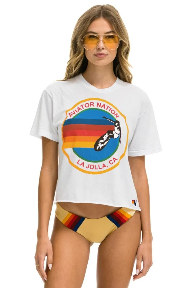 Signature La Jolla Boyfriend Tee 8211 White Women Aviator Nation Tees
