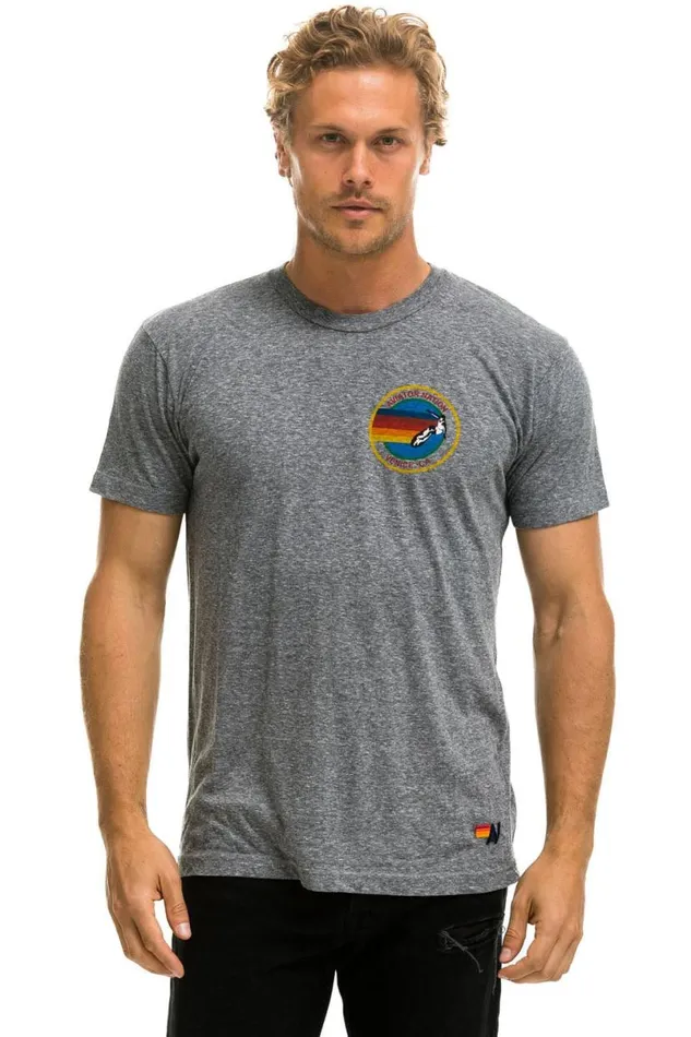 Signature Small Circle Logo Tee 8211 Heather Grey WomenMen Aviator Nation Tees Signature Small Circle Logo Tee 8211 Heather Grey WomenMen Aviator Nation Tees