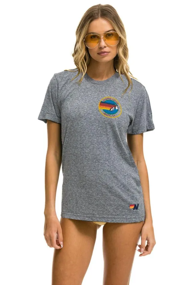 Signature Small Circle Logo Tee 8211 Heather Grey WomenMen Aviator Nation Tees