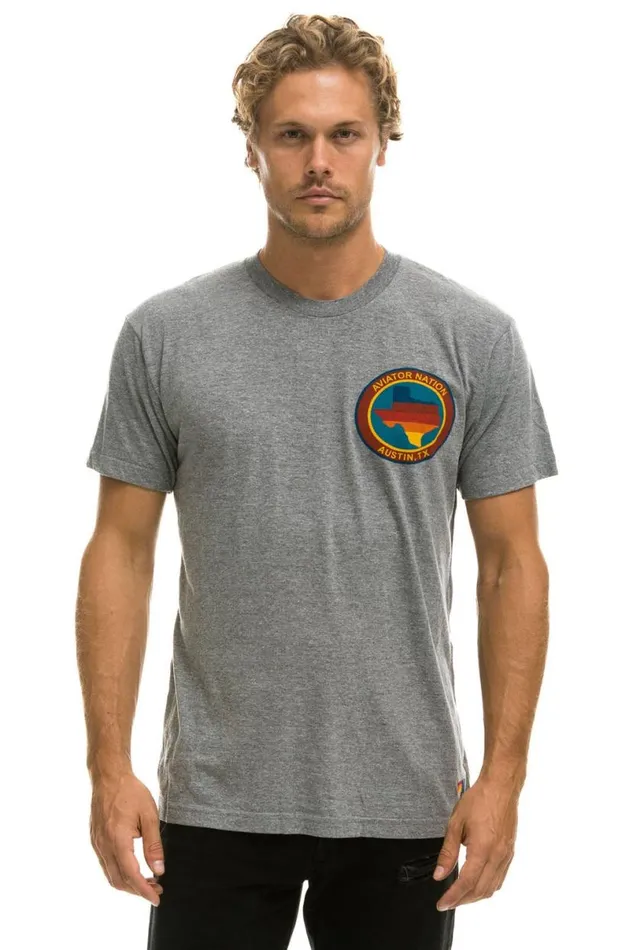 Signature Texas Small Logo Tee 8211 Heather Grey WomenMen Aviator Nation Tees