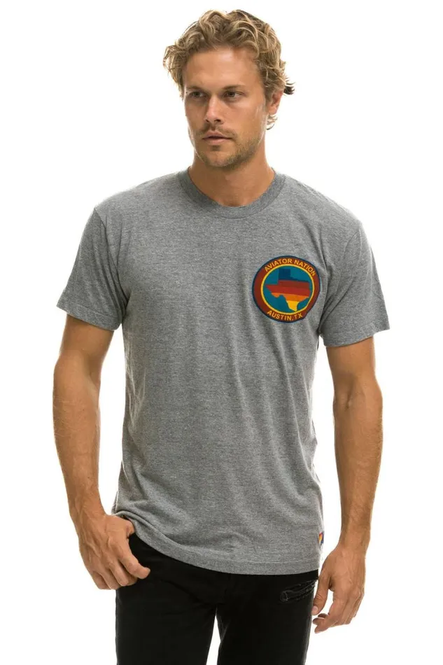 Signature Texas Small Logo Tee 8211 Heather Grey WomenMen Aviator Nation Tees