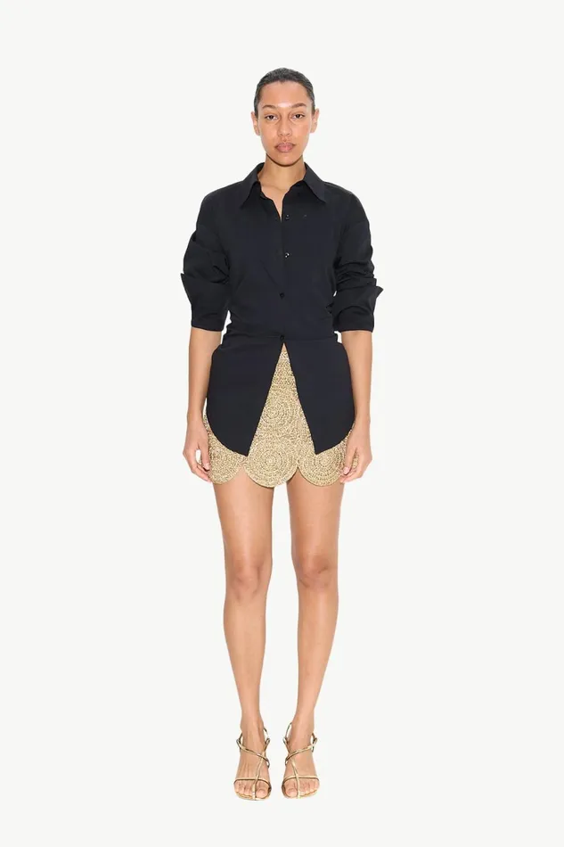 Simon Miller Bottoms Women Beep Beep Mini Skirt In Star Gold Simon Miller Bottoms Women Beep Beep Mini Skirt In Star Gold