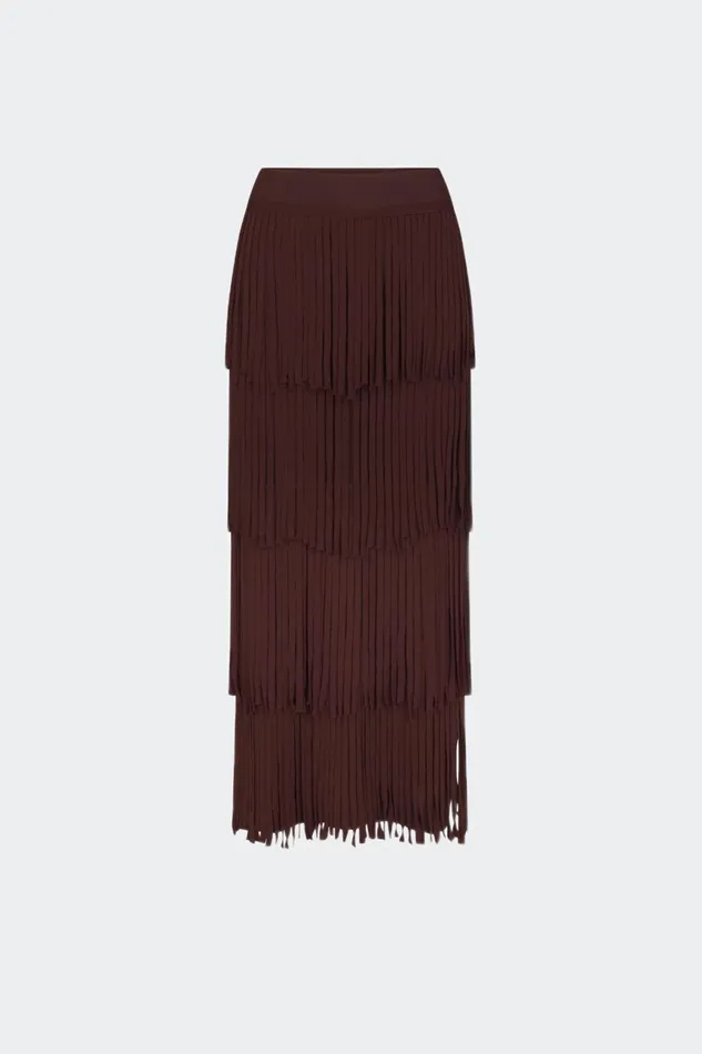Simon Miller Bottoms Women Za Za Knit Fringe Skirt In Choco Brown