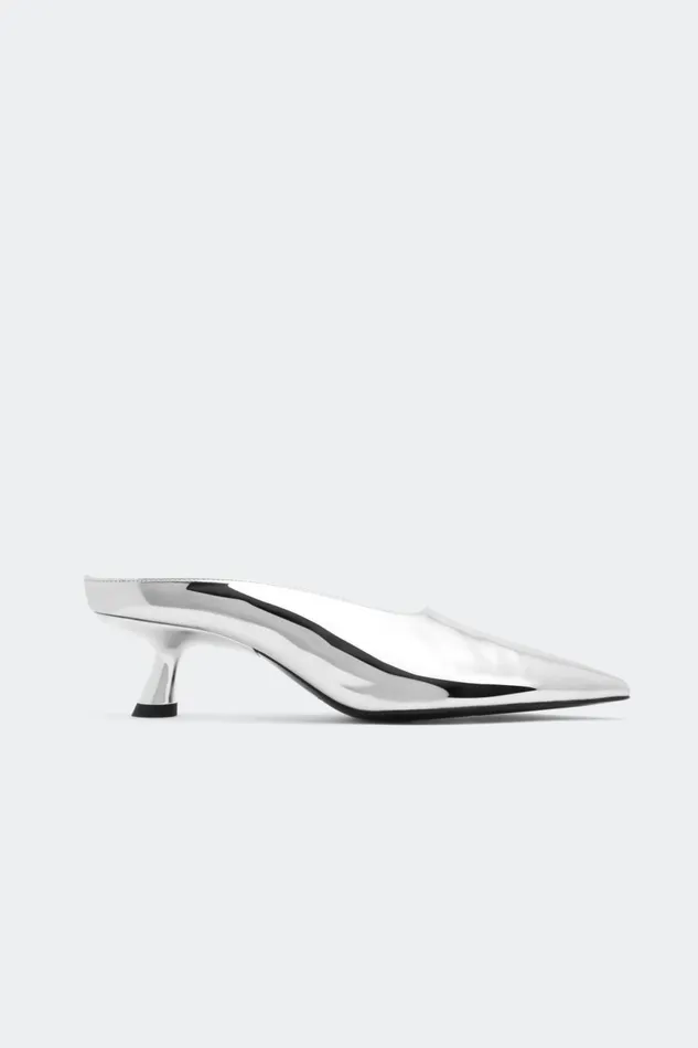 Simon Miller Heels Women Chrome Pointed Gala Mule In Silver