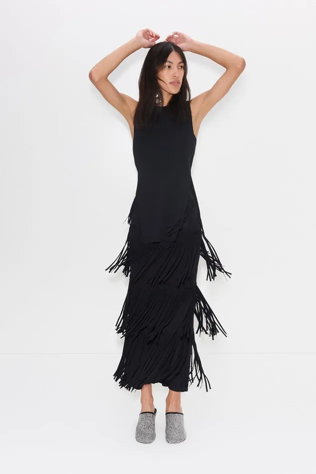 Simon Miller Knitwear Women Za Za Knit Fringe Skirt In Black