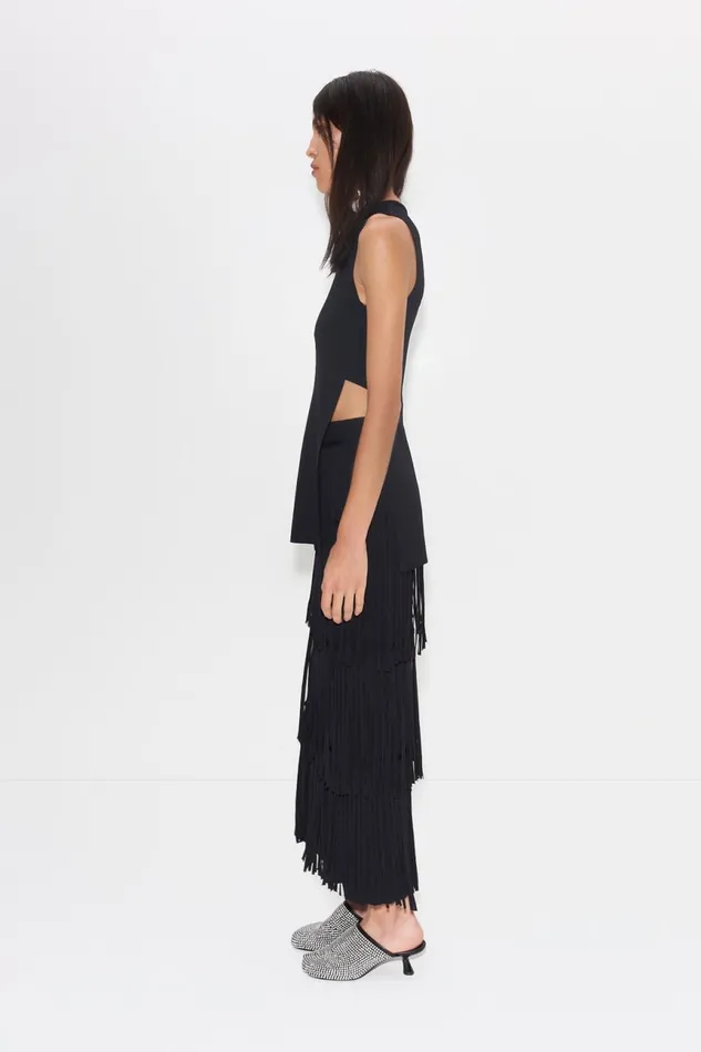 Simon Miller Knitwear Women Za Za Knit Fringe Skirt In Black Simon Miller Knitwear Women Za Za Knit Fringe Skirt In Black