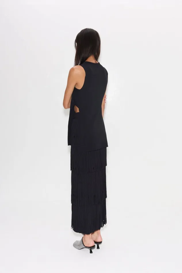 Simon Miller Knitwear Women Za Za Knit Fringe Skirt In Black Simon Miller Knitwear Women Za Za Knit Fringe Skirt In Black