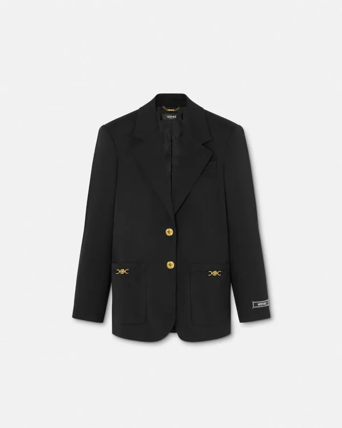 SingleBreasted Oversized Blazer Black Women Versace Blazer and Jackets
