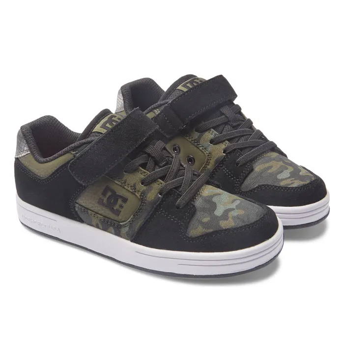Skate DC Shoes Kids Boy8217s Manteca 4 Elastic Waist Lace Shoes olive camouflage