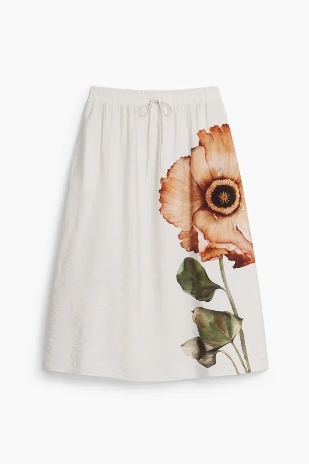 Skirts And Shorts Women Desigual Floral Midi Skirt Black