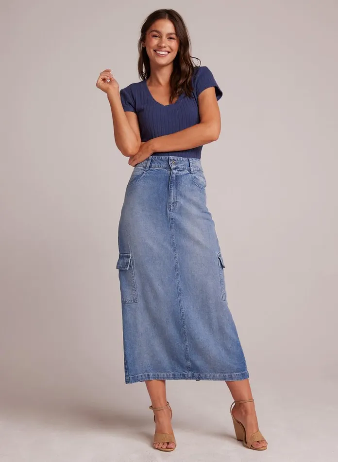 Skirts Women Bella Dahl Edie Cargo Long Skirt 8211 Pacific Salt Wash