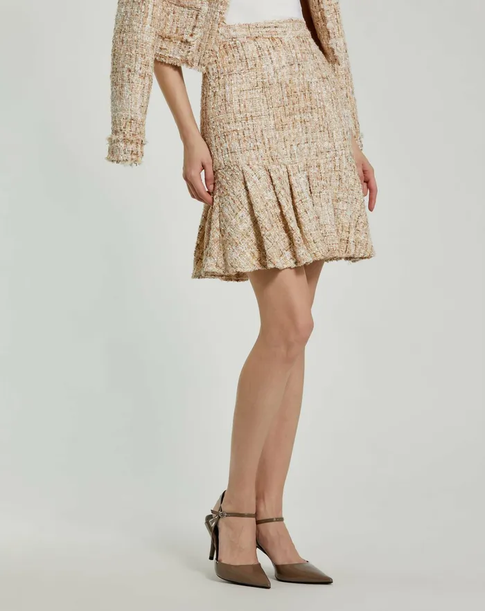 Skirts Women High Waist Box Pleat Boucle Mini Skirt Blush Mac Duggal