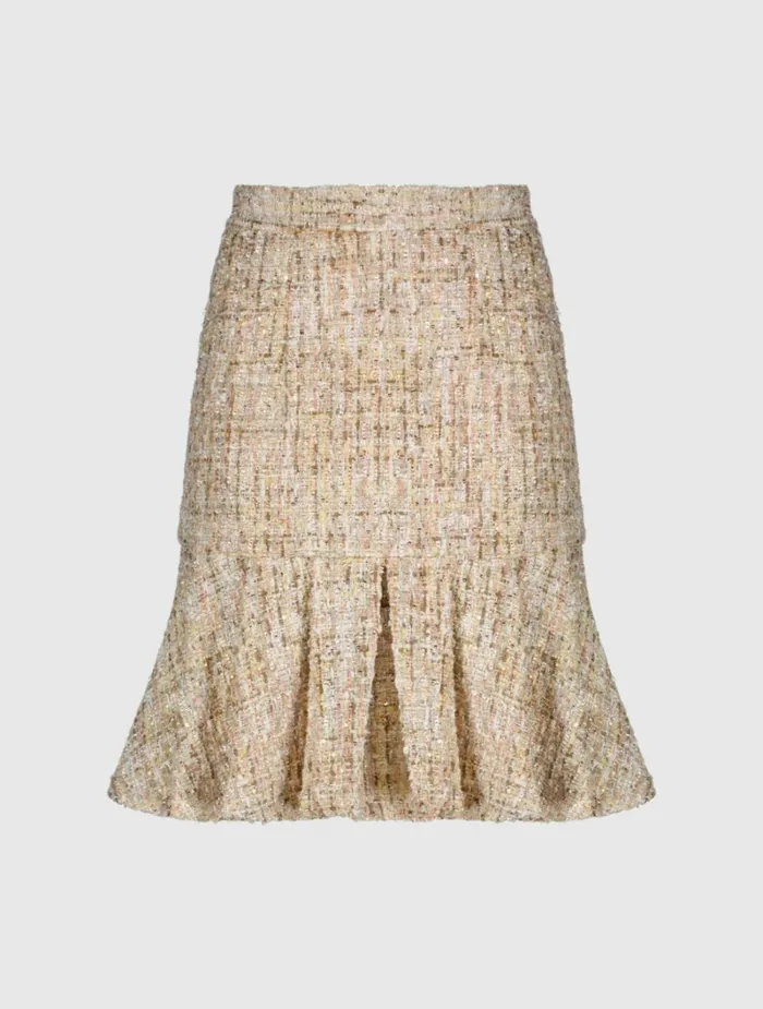 Skirts Women High Waist Box Pleat Boucle Mini Skirt Blush Mac Duggal