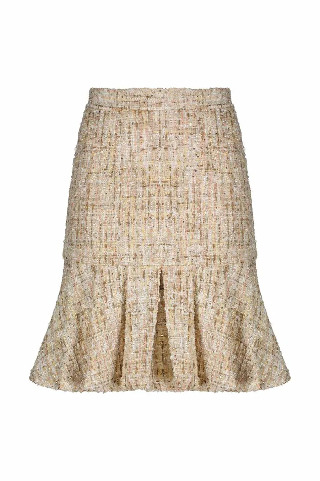 Skirts Women High Waist Box Pleat Boucle Mini Skirt Blush Mac Duggal