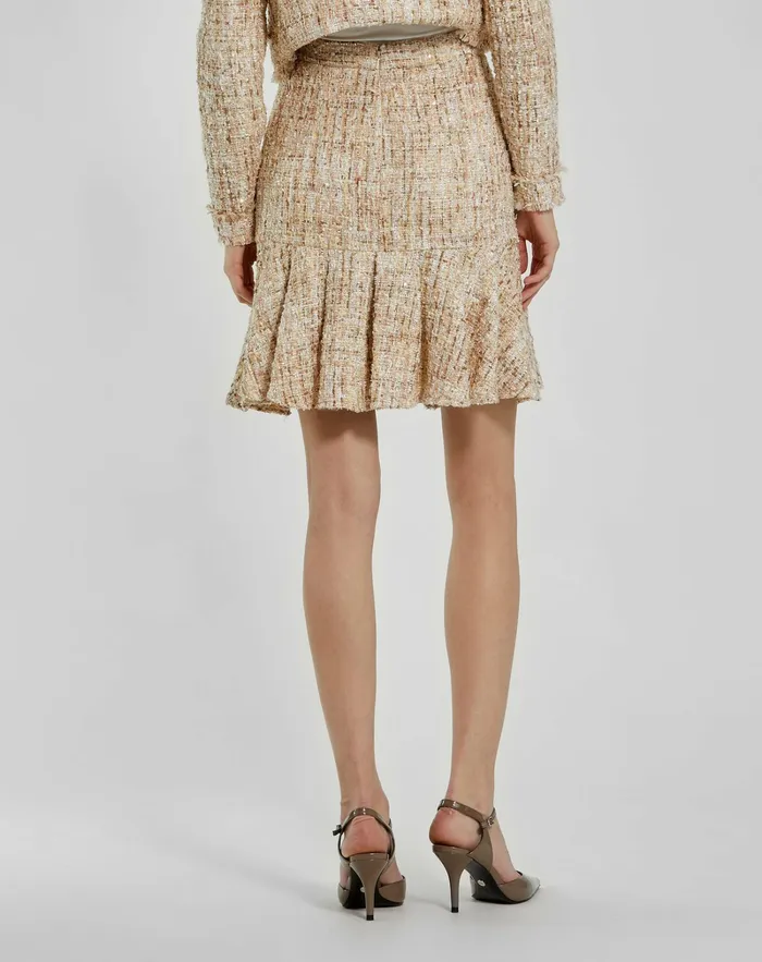 Skirts Women High Waist Box Pleat Boucle Mini Skirt Blush Mac Duggal