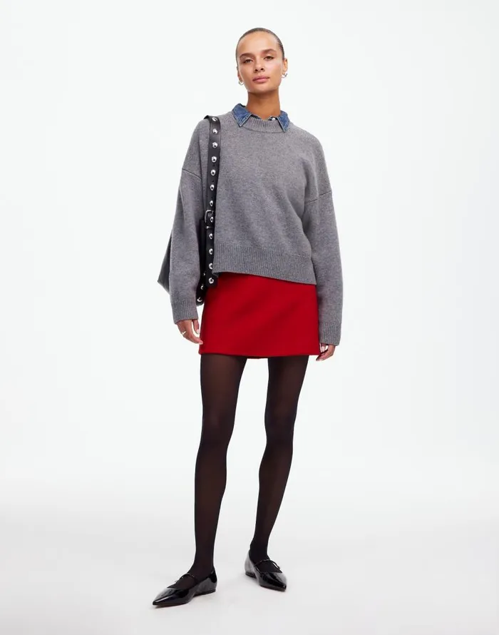 Skirts Women Madewell DoubleFaced Mini Skirt In Wool Blend Bright Cherry