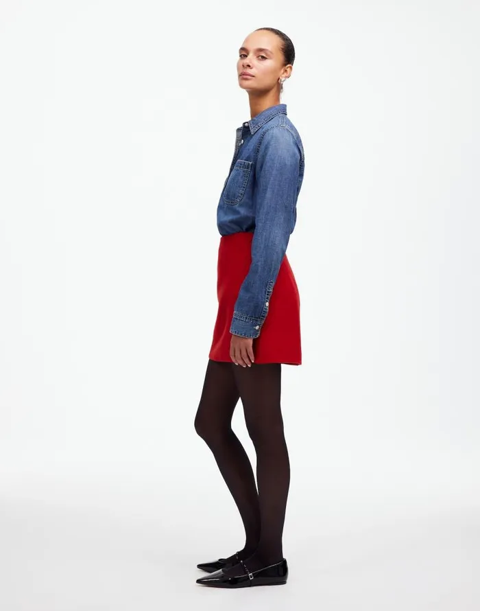 Skirts Women Madewell DoubleFaced Mini Skirt In Wool Blend Bright Cherry