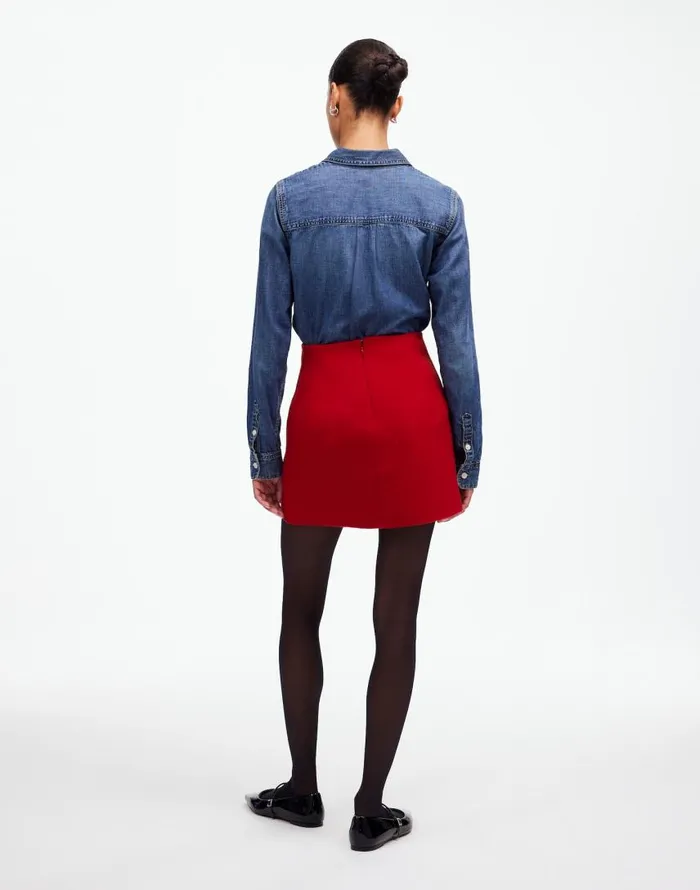 Skirts Women Madewell DoubleFaced Mini Skirt In Wool Blend Bright Cherry