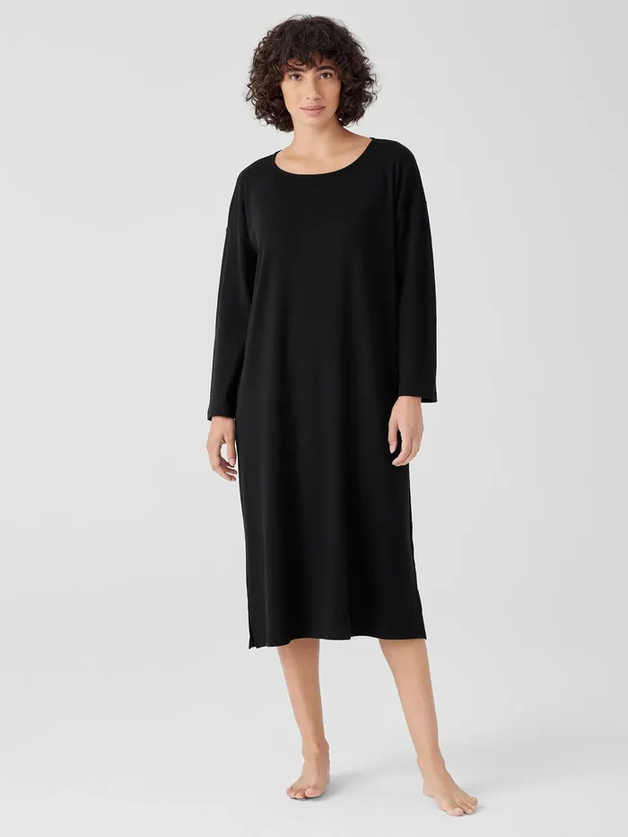 Sleepwear Women Eileen Fisher Organic Cotton Interlock Sleep Dress Black