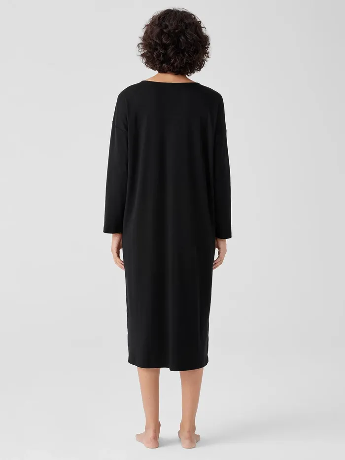Sleepwear Women Eileen Fisher Organic Cotton Interlock Sleep Dress Black