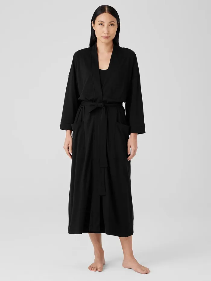 Sleepwear Women Eileen Fisher Organic Cotton Interlock Sleep Robe Black