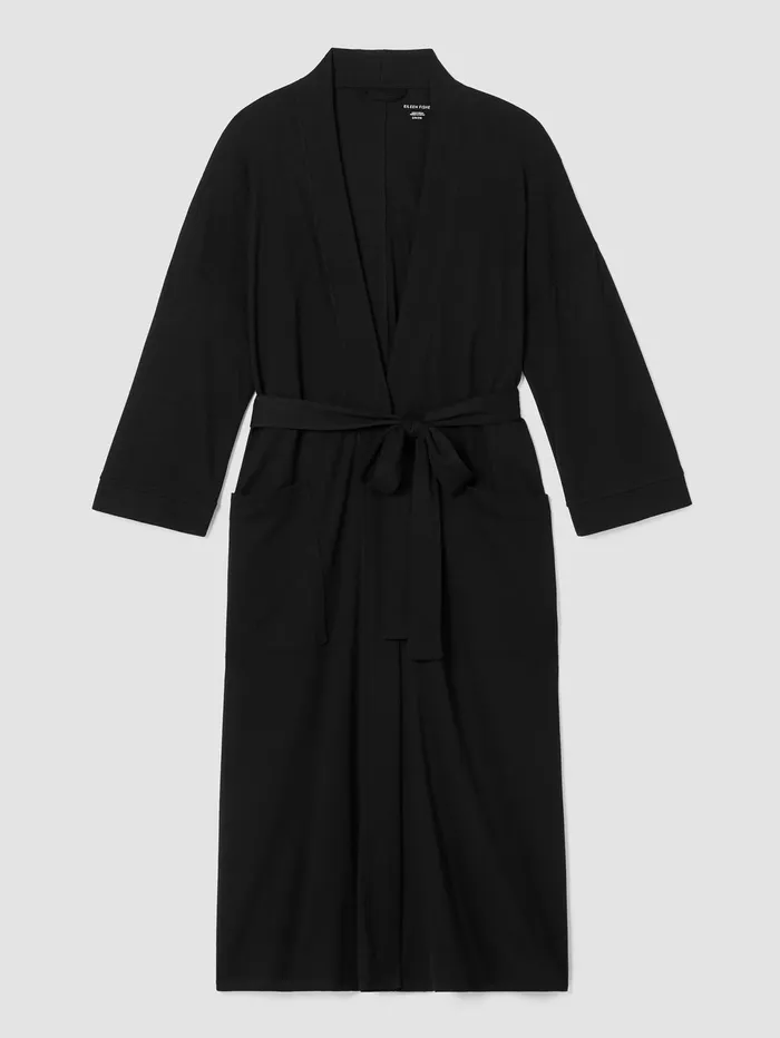 Sleepwear Women Eileen Fisher Organic Cotton Interlock Sleep Robe Black