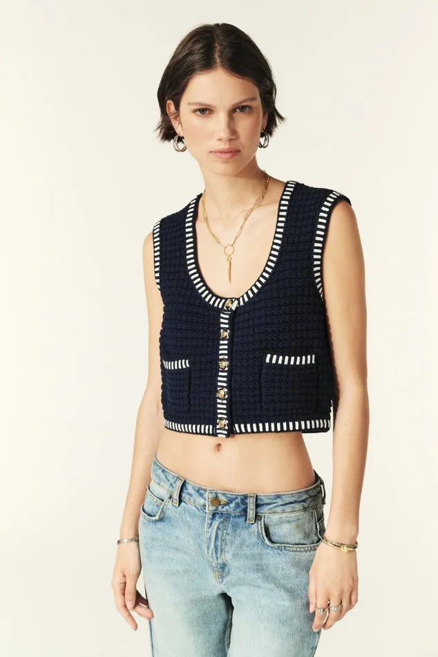 Sleeveless Vest Gustave Blue Women Baandsh Sweaters and Cardigans