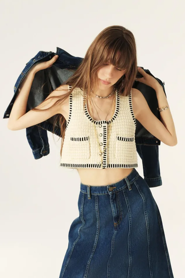 Sleeveless Vest Gustave Blue Women Baandsh Sweaters and Cardigans
