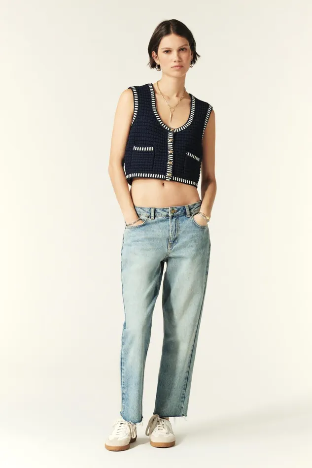 Sleeveless Vest Gustave Blue Women Baandsh Sweaters and Cardigans
