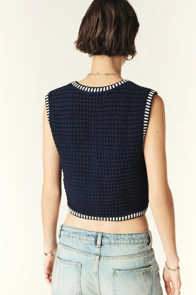 Sleeveless Vest Gustave Blue Women Baandsh Sweaters and Cardigans