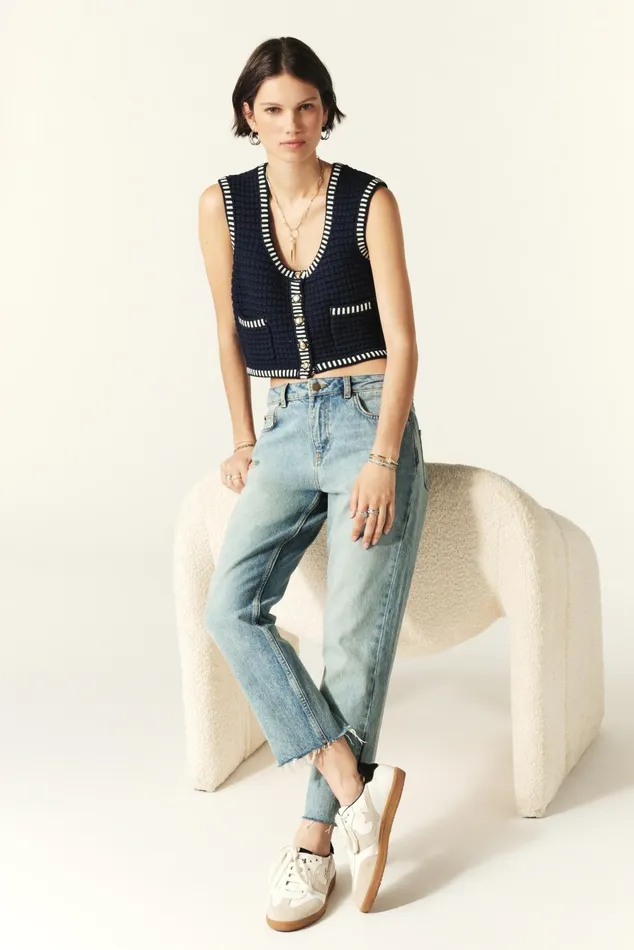 Sleeveless Vest Gustave Blue Women Baandsh Sweaters and Cardigans