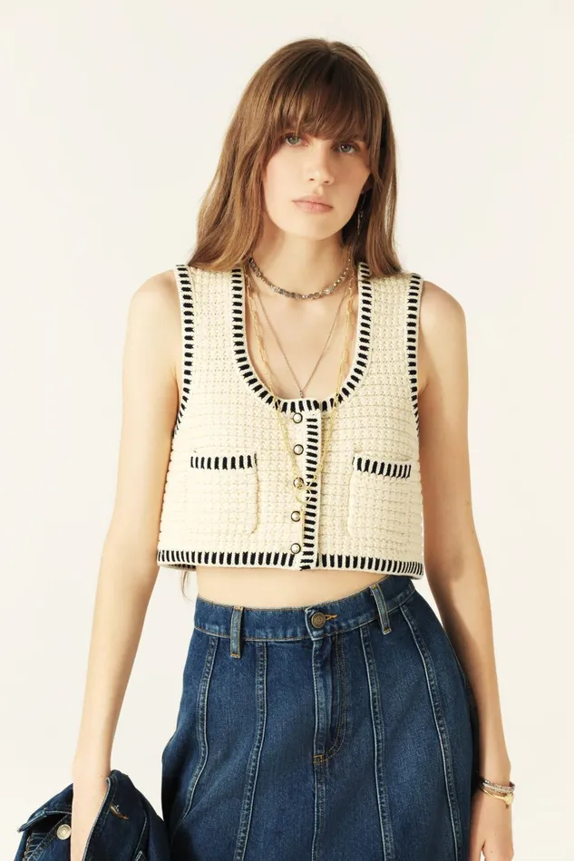Sleeveless Vest Gustave Blue Women Baandsh Sweaters and Cardigans