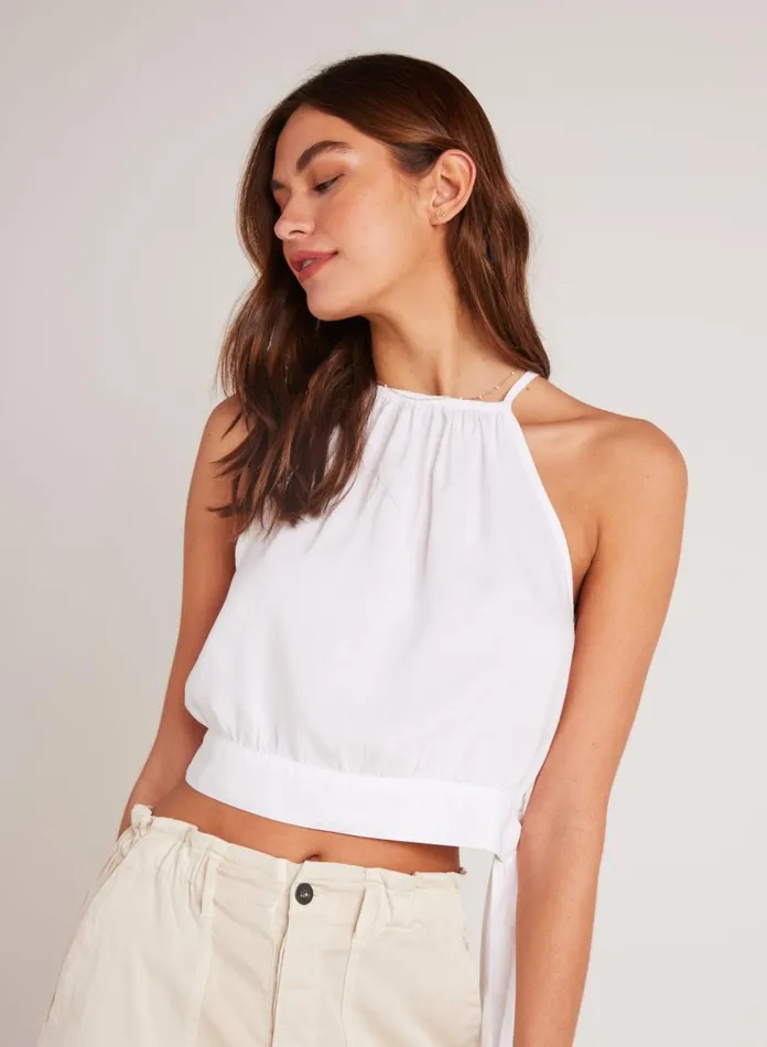 Sleeveless Women Bella Dahl Cropped Side Tie Halter 8211 White