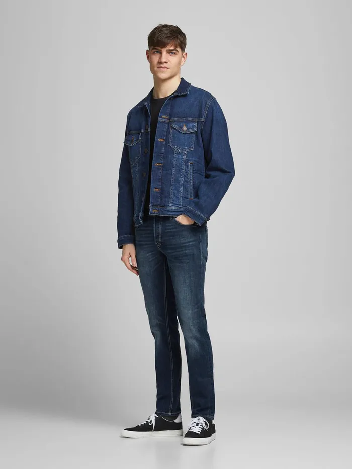 Slim and Straight Jeans JACK and JONES Mens TIM ORIGINAL AM 619 SLIMSTRAIGHT FIT JEANS Blue Blue Denim