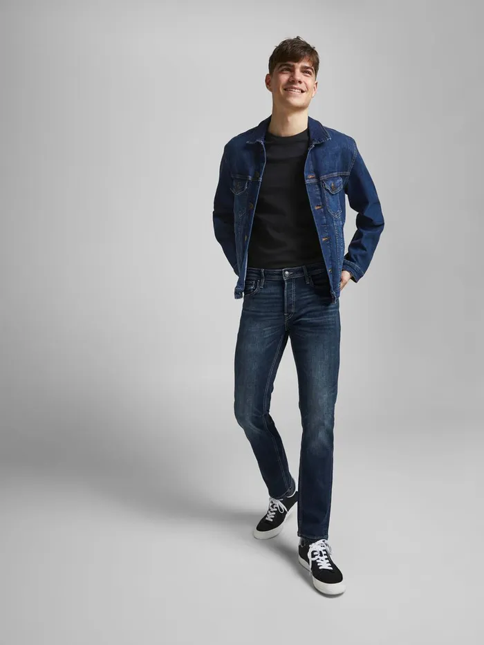 Slim and Straight Jeans JACK and JONES Mens TIM ORIGINAL AM 619 SLIMSTRAIGHT FIT JEANS Blue Blue Denim