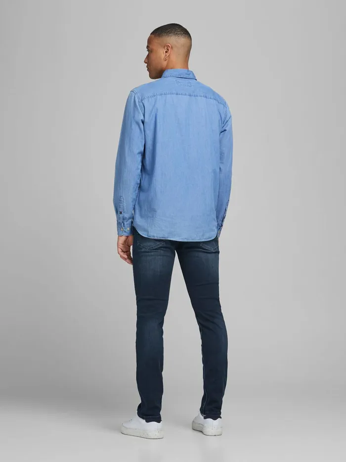 Slim and Straight Jeans JACK and JONES Mens TIM ORIGINAL CJ 925 SLIMSTRAIGHT FIT JEANS Blue Blue Denim